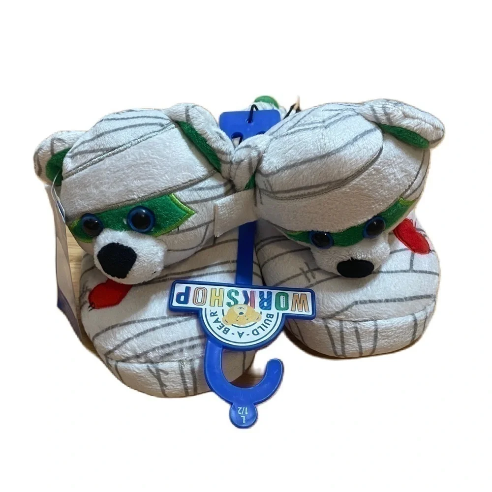 Build a Bear Mummy Slippers White NWT Sz 1/2 Kids Youth